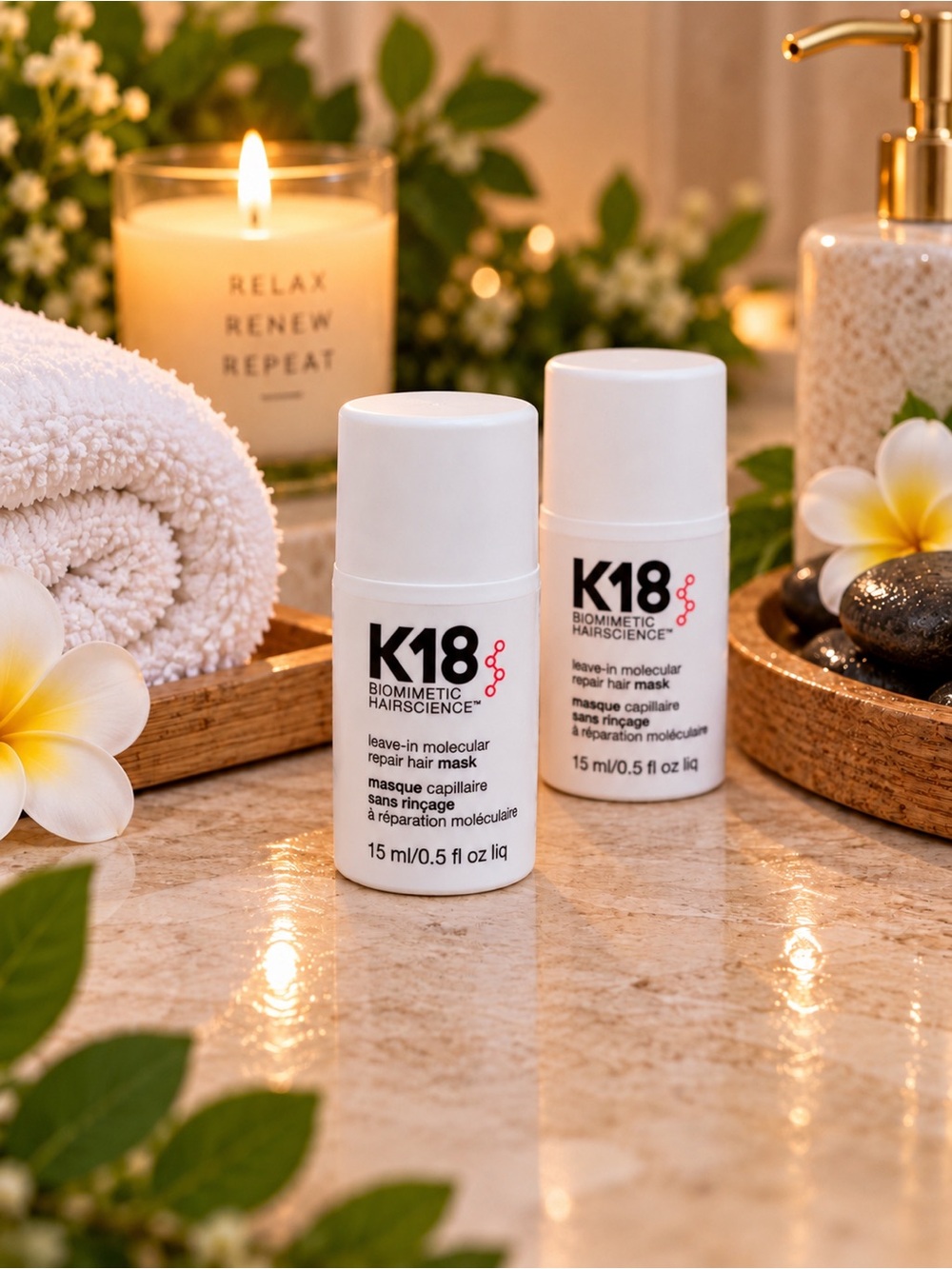 2x ~ K18 Biomimetic Hairscience Leave-In Molecular Repair Hair Mask 15ml ea